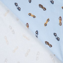 Tissu jersey - Voitures fond bleu
