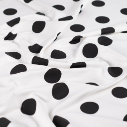 Tissu jersey sweat French Terry - Pois écru