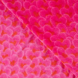 Tissu polaire doudou - Hearts fuchsia