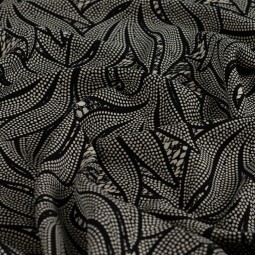Tissu Twill Viscose Ecovero - Leaves black