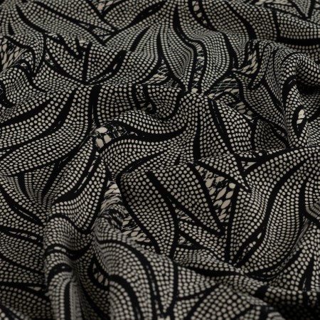 Tissu Twill Viscose Ecovero - Leaves black