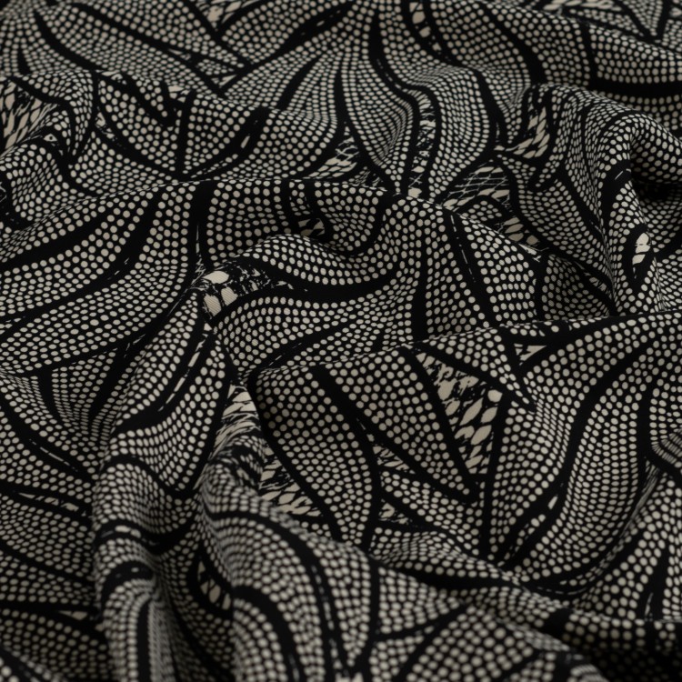 Tissu Twill Viscose Ecovero - Leaves black