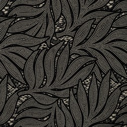 Tissu Twill Viscose Ecovero - Leaves black
