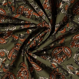 Tissu velours milleraie - Cachemire kaki