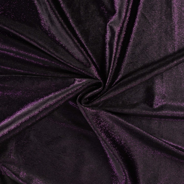 Tissu velours lisse - Foil purple black