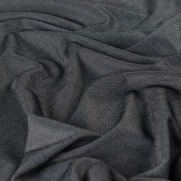 Tissu viscose et polyester - Herringbone noir blanc
