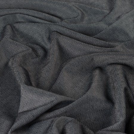Tissu viscose et polyester - Herringbone noir blanc