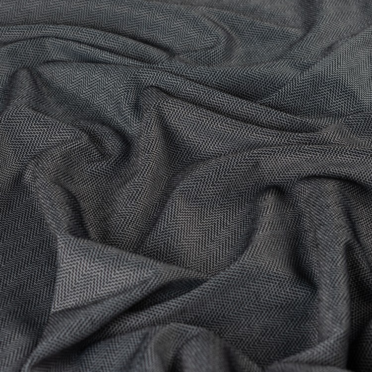 Tissu viscose et polyester - Herringbone noir blanc