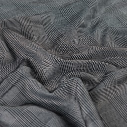 Tissu viscose et polyester - Pied de poule noir blanc