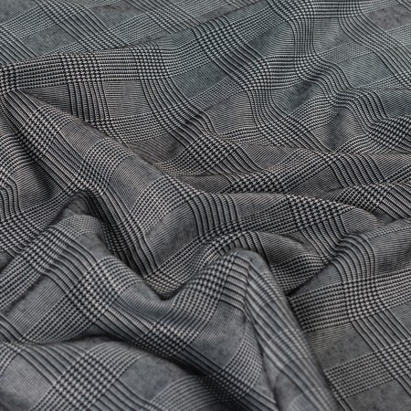Tissu viscose et polyester - Pied de poule noir blanc