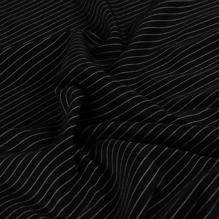Tissu viscose et polyester - Rayures noir