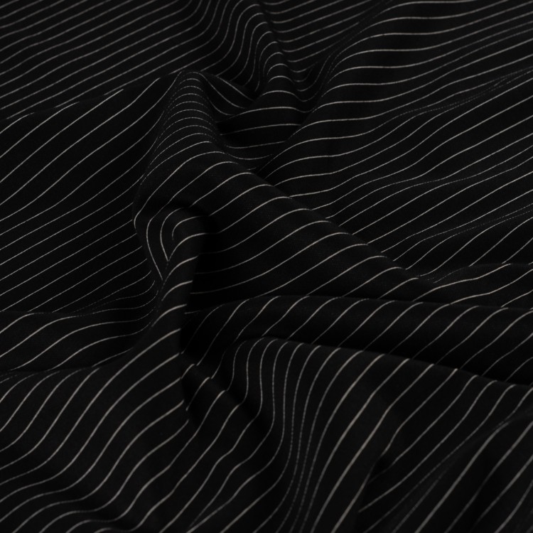 Tissu viscose et polyester - Rayures noir