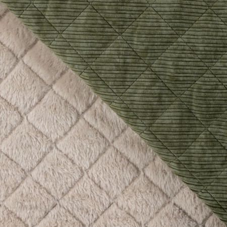 Tissu matelassé - Velours kaki fausse fourrure