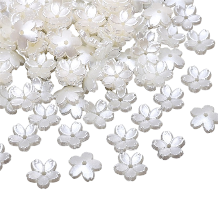 Perles fleurs nacrées x30
