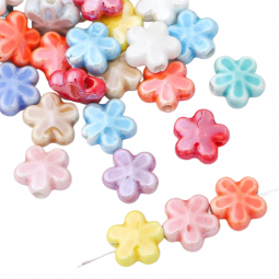 Perles fleurs en céramique x10