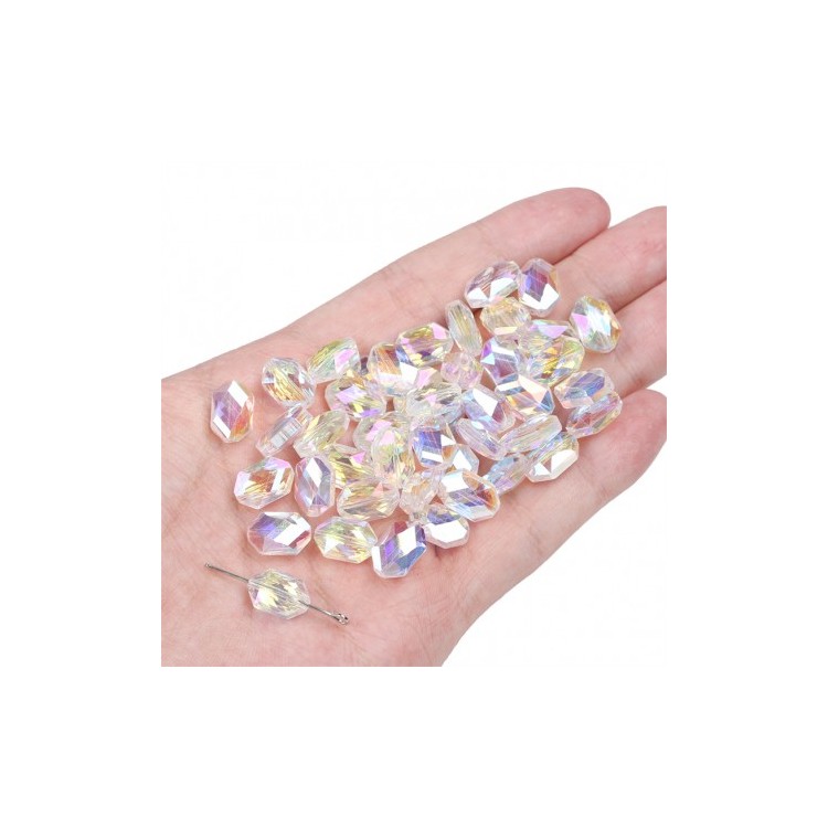 Perles en verre à facettes x5
