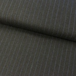 Tissu lainage italien - Rayures fond gris