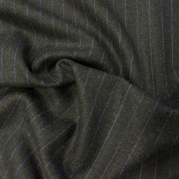 Tissu lainage italien - Rayures fond gris