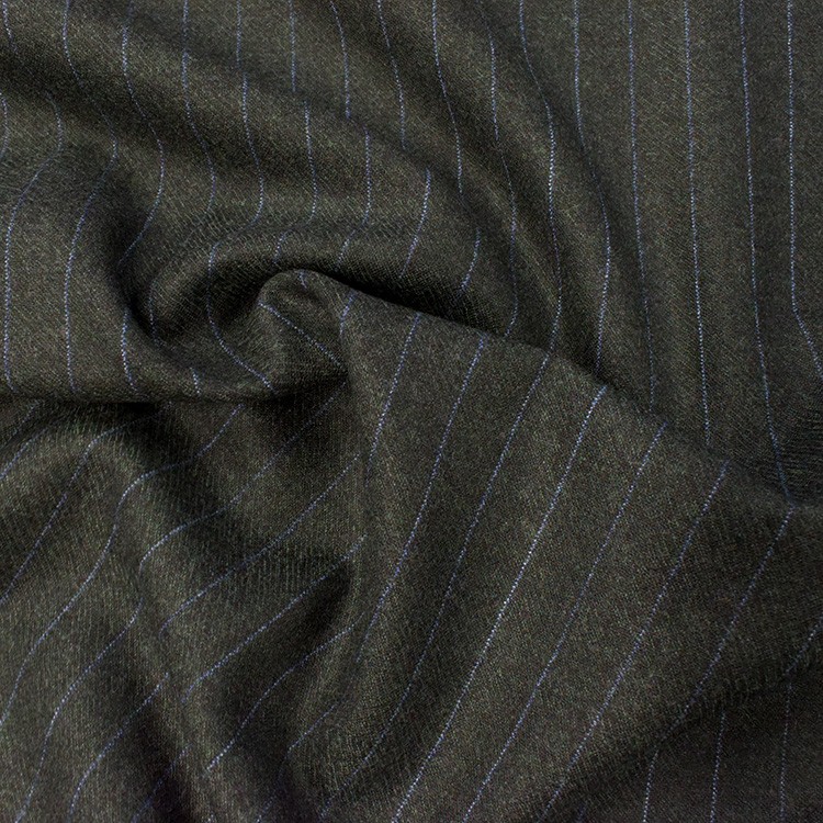 Tissu lainage italien - Rayures fond gris