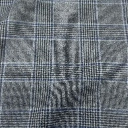 Tissu lainage italien - Carreaux fond gris