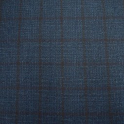 Tissu lainage italien - Carreaux fond bleu foncé
