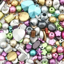 Perles effet métal mix motifs x30g
