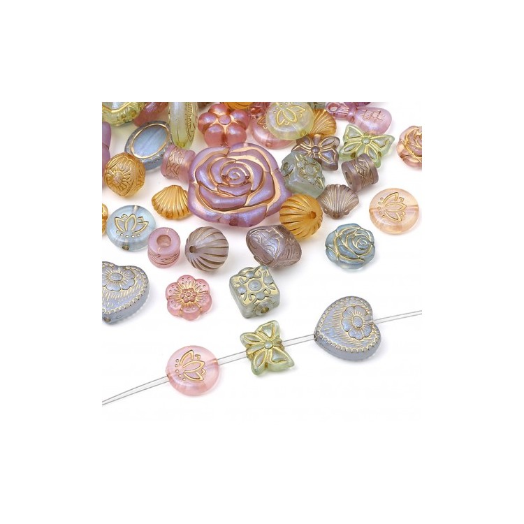 Perles transparentes et or x20g