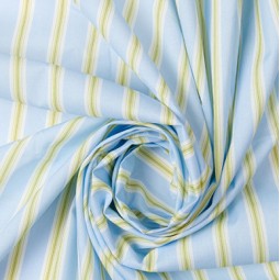 Tissu coton - Rayures bleu jaune