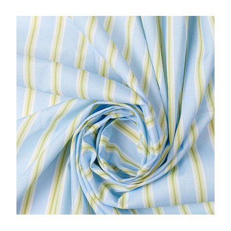Tissu coton - Rayures bleu jaune