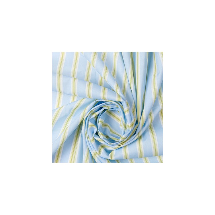 Tissu coton - Rayures bleu jaune