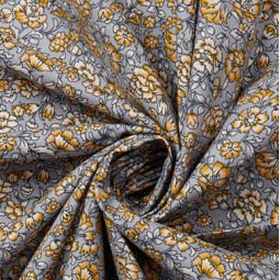 Tissu coton - Elisabeth gris jaune