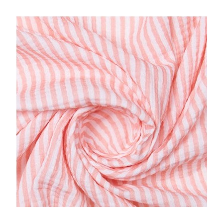 Tissu coton - Rayures pêche