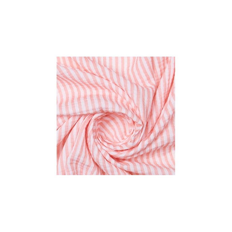 Tissu coton - Rayures pêche