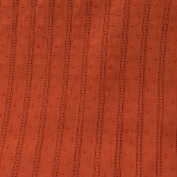 Tissu coton - Plumetis bande ajourée brique