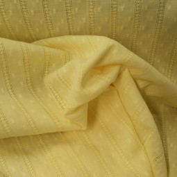 Tissu coton - Plumetis bande ajourée jaune