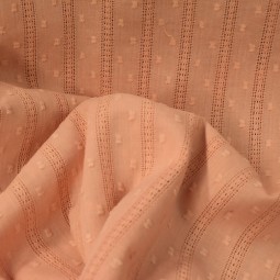 Tissu coton - Plumetis bande ajourée rose