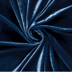 Tissu velours extensible brillant - Bleu
