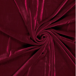 Tissu velours extensible brillant - Rouge foncé
