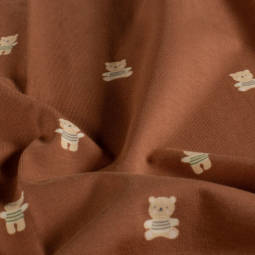 Tissu jersey coton - Ourson marron