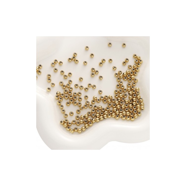 Perles ronde en métal doré