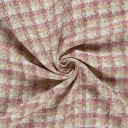 Tissu manteau - Tissé à carreaux vieux rose