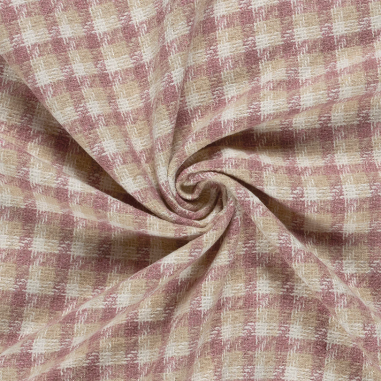 Tissu manteau - Tissé à carreaux vieux rose