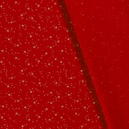 Tissu Popeline de coton - Rouge Etoile de noël or
