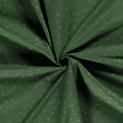 Tissu Popeline de coton - Vert Etoile de noël or