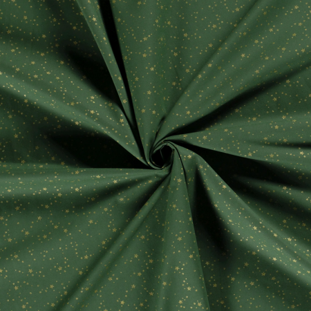 Tissu Popeline de coton - Vert Etoile de noël or