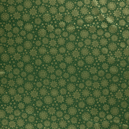 Tissu Popeline de coton - Vert flocon de noël or