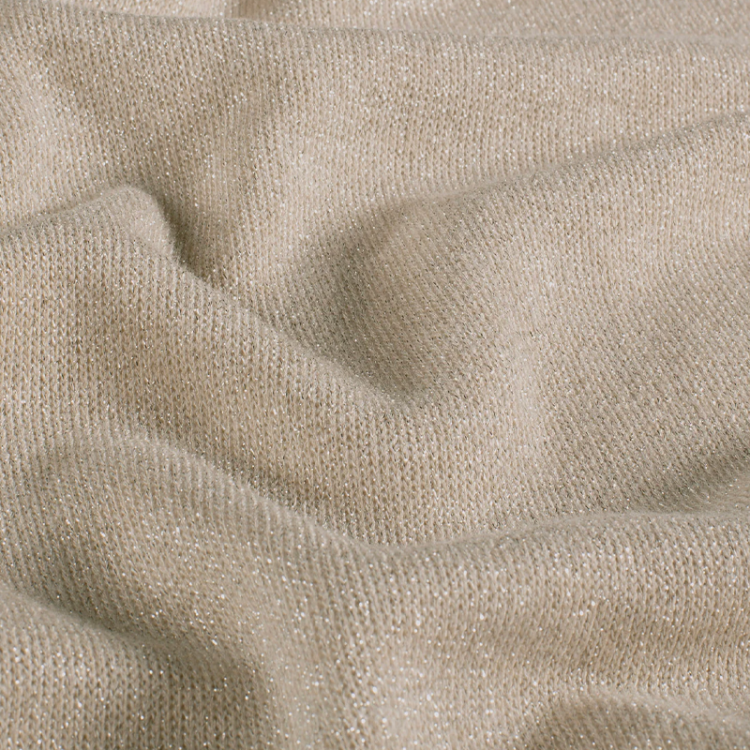 Tissu maille lurex - Beige