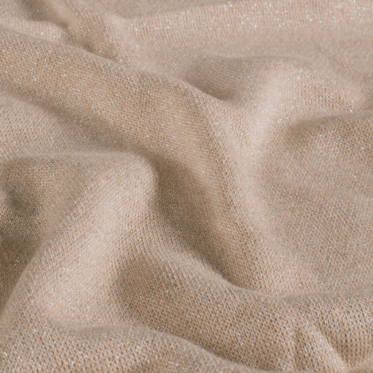 Tissu maille lurex - Camel