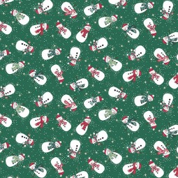 Tissu Noël - Country Christmas snowmen green