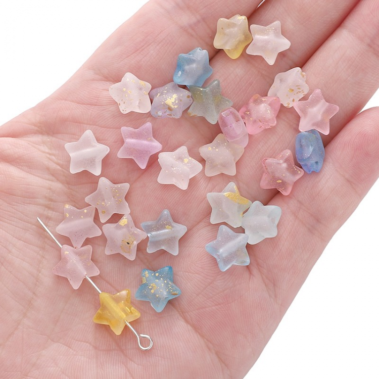 Perles acryliques étoiles multicolore et doré 10x9 mm
